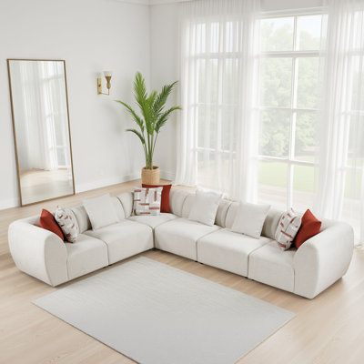 Humiston  Round Arms Chenille Modular Sectional