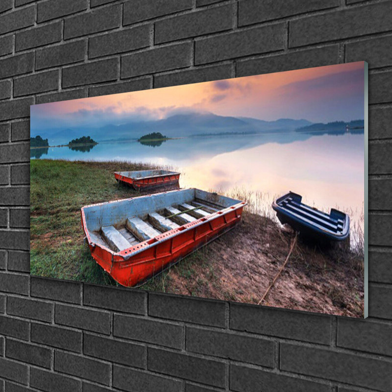 Landscape Boat 1 Piece Wall Art on Glass