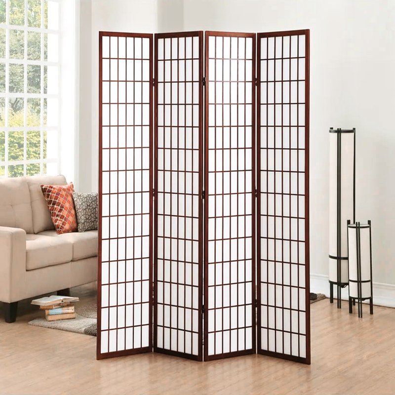 Jonah Panel Solid Wood Folding Room Divider, Natural, 4