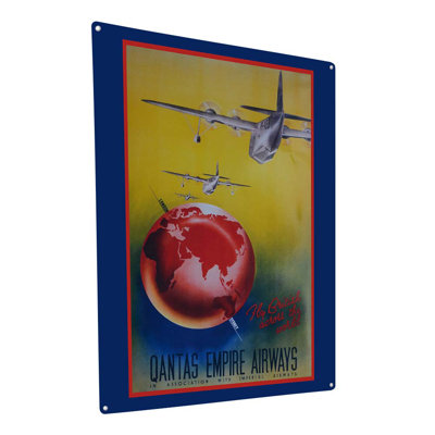 Publicité rétro sur métal avec empire Qantas Empire