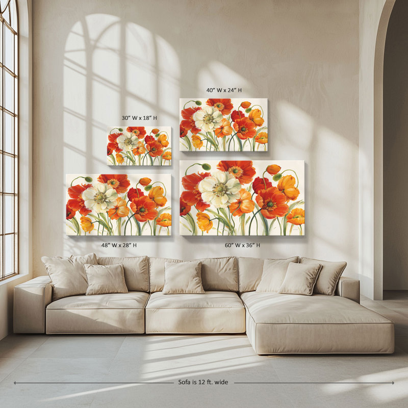 "Poppies Melody I" par Lisa Audit, reproduction sur toile, H 18 po x l 30 po