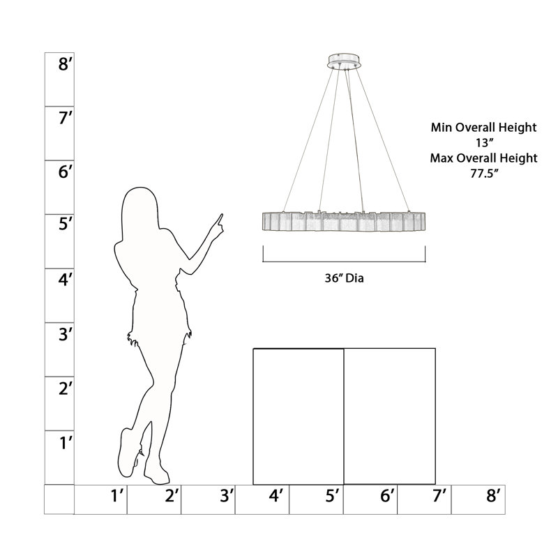 Sevryn 1 - Light Metal LED Chandelier, 77.6" H x 36" W x 36" D