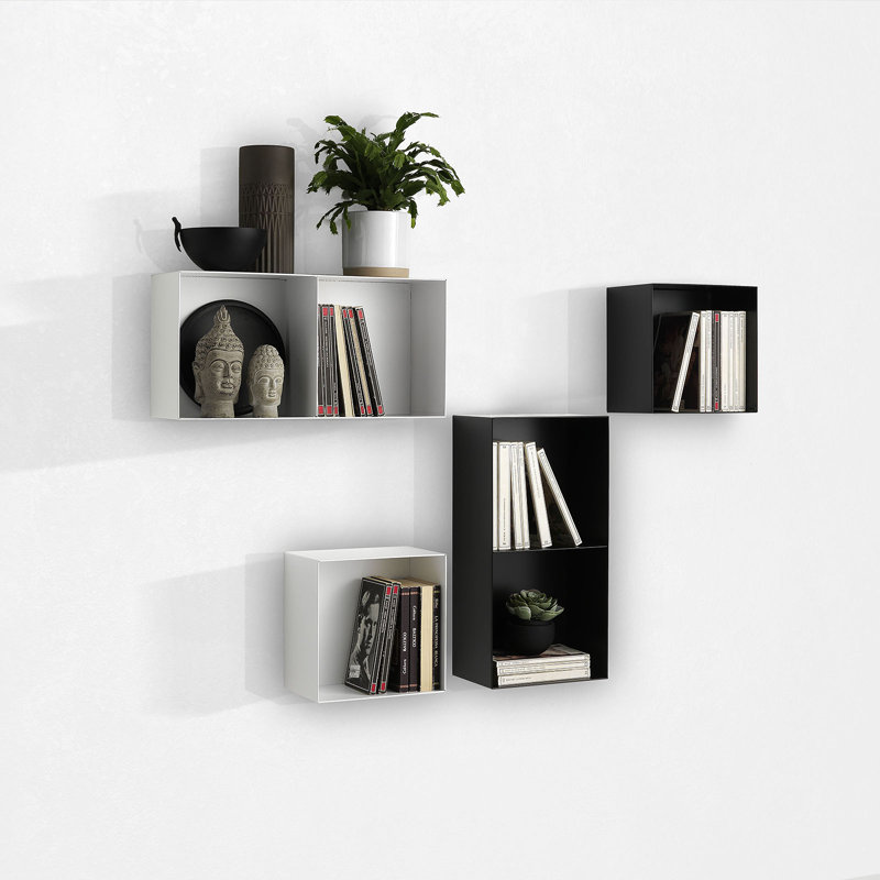 Bolick 2 Piece Metal Cube Shelf, Matt White