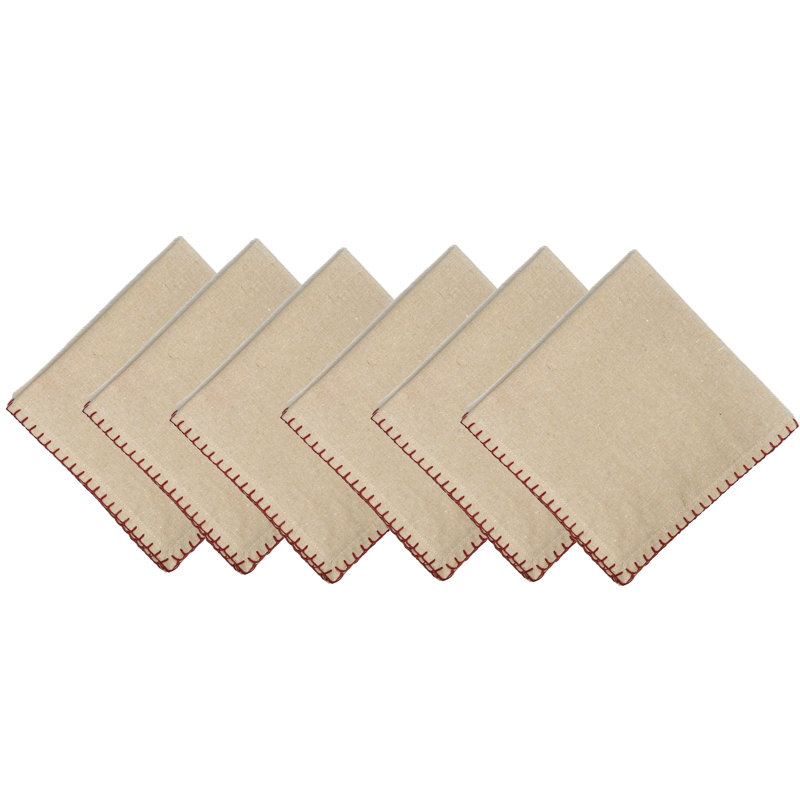 Cotton Solid Colour Square Napkin, Lin / rouille