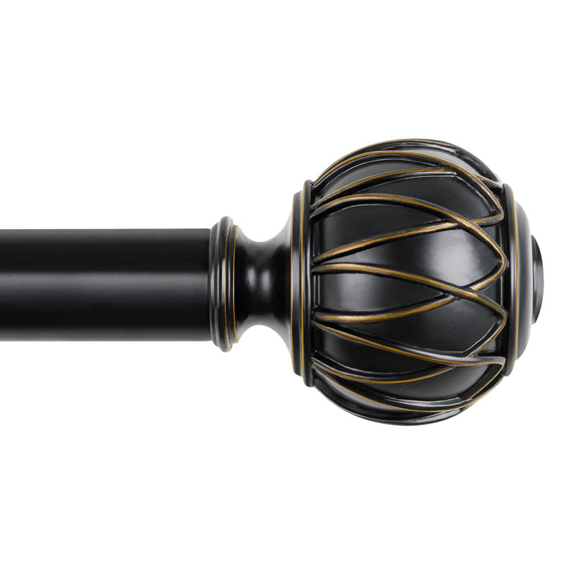 Beiba Adjustable Single Curtain Rod, Matte Black, 71” – 143”
