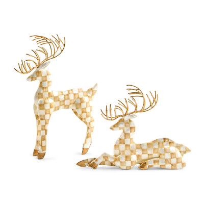 Mocha Check Capiz Deer, Set Of 2