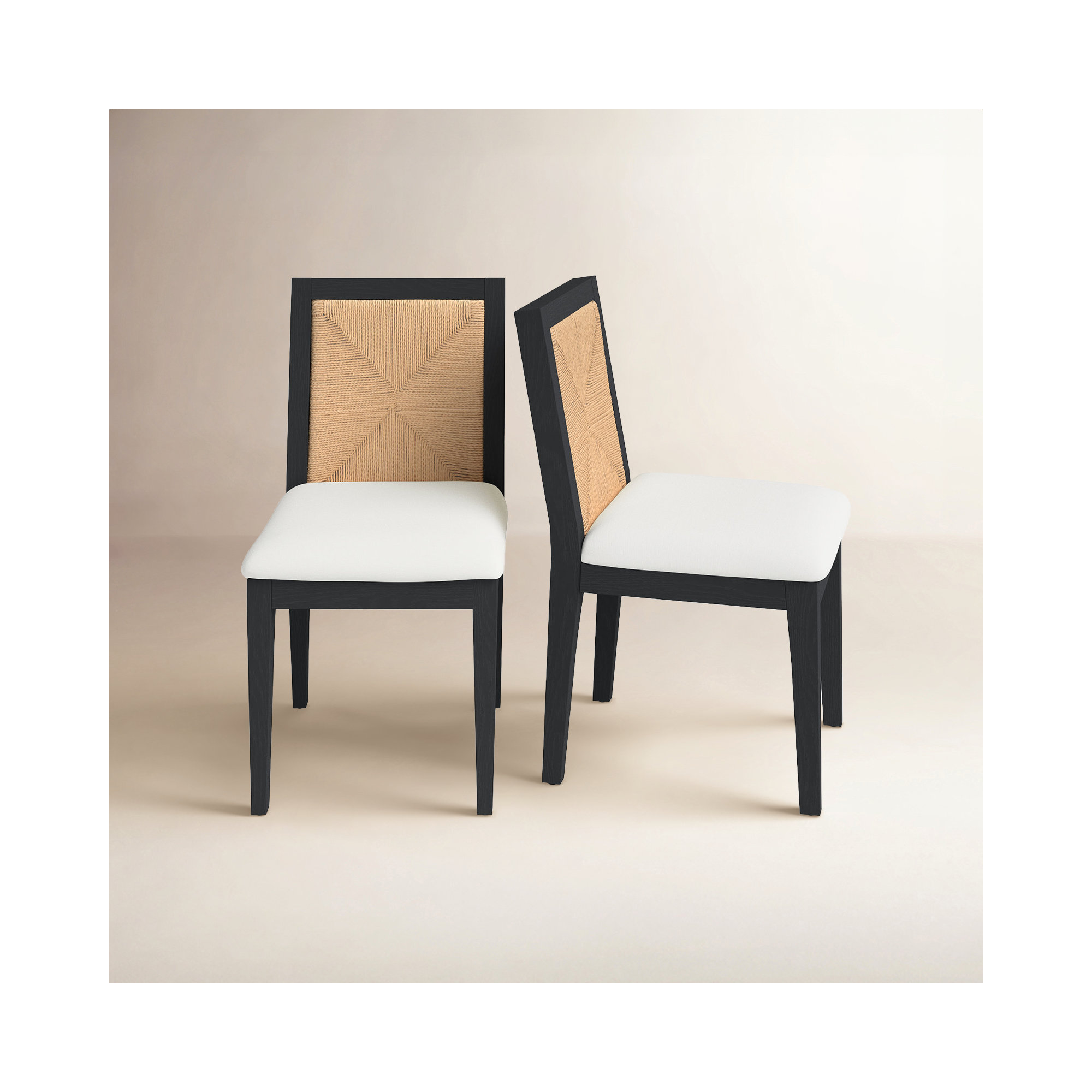 Hudgins Woven Back Side Chair, Black