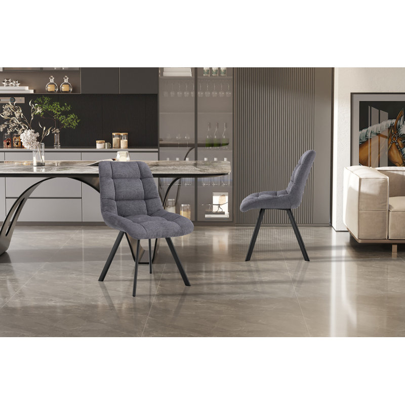 Ephemerine 49cm H Upholstered Metal Side Chair, Dark Grey