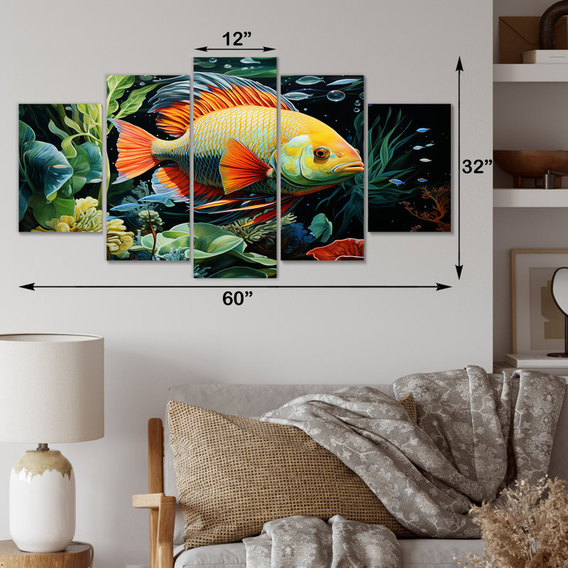 Poissons sous l'eau, art mural multipanel