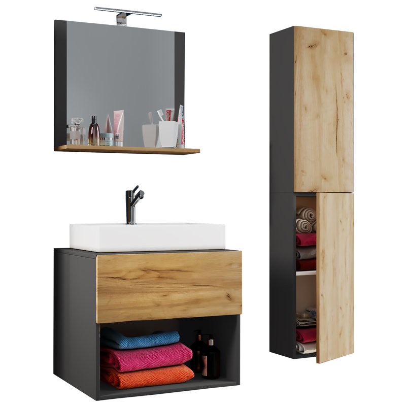 Corundum Bathroom Furniture Suite, Brown/Black