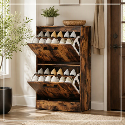 Shoe Cabinet with 2 flip down drawers