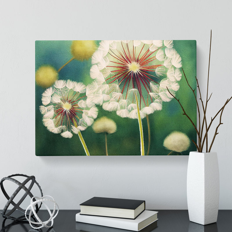 Glowing Dandelion Flowers - Wrapped Canvas, 35cm H x 50cm W x 3cm D