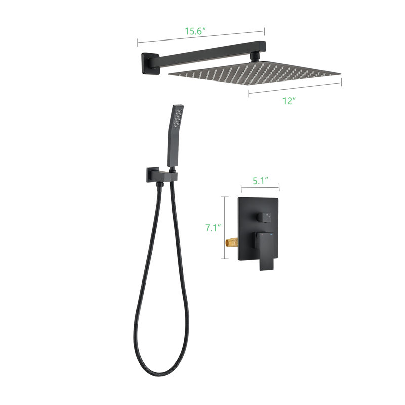 Système de douche complet, Noir mat