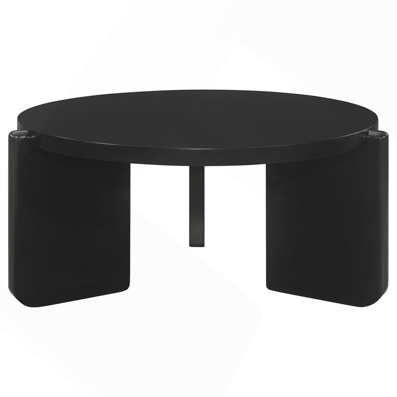 Table basse ronde en bois massif noir