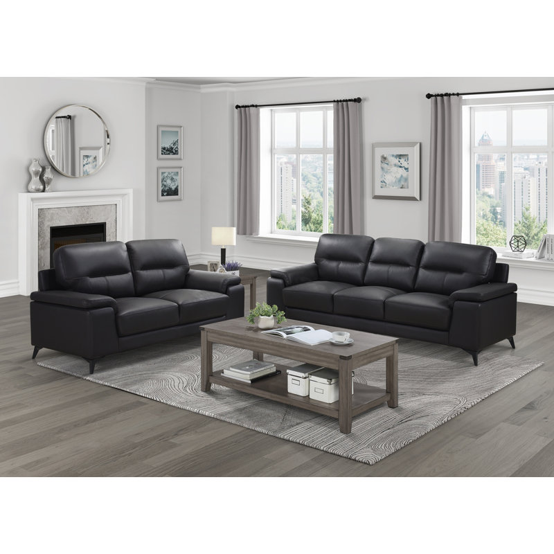 Ensemble 2 pièces: canapé et causeuse, Black 2-piece Set