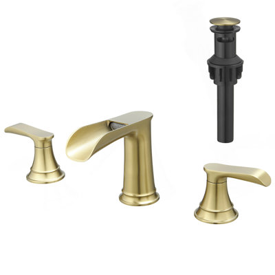 Robinets de salle de bain pour lavabo à 3 trous avec robinet à double poignée à levier unique et robinet à 3 trous avec robinet escamotable