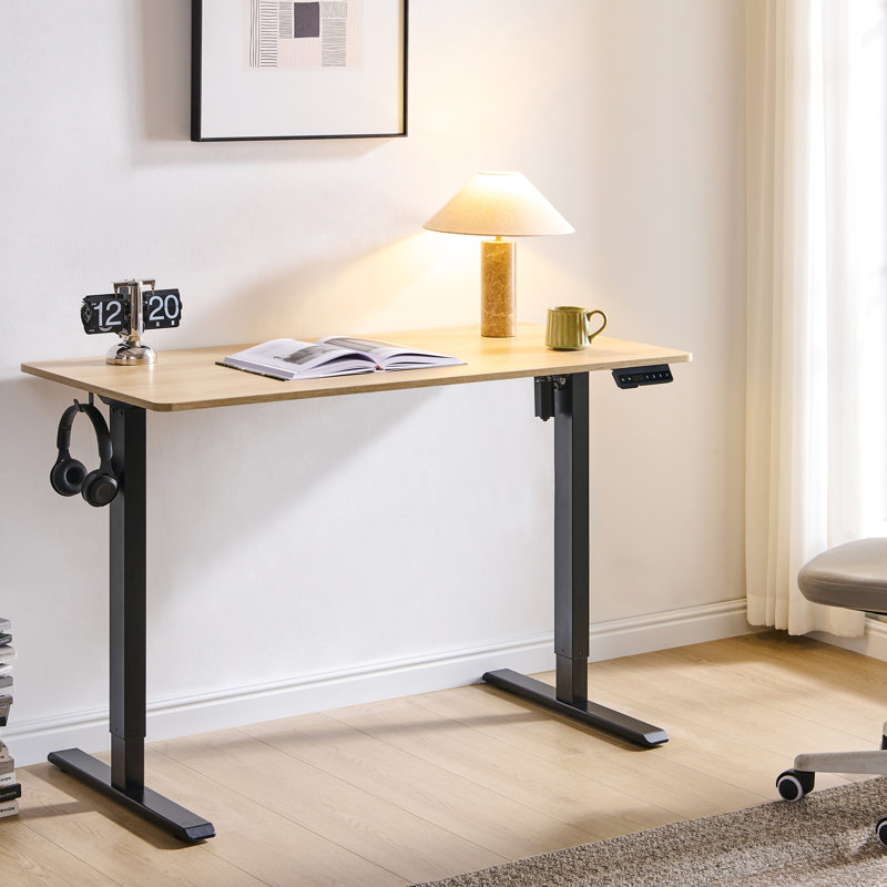 Bureau électrique électrique, 24 po x 48 po, couleur ambre et graphite, surface monobloc de 1 po d'épaisseur, espace de travail ergonomique, bureau à faible bruit, hauteur réglable, assemblage facile