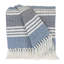 Jeté rayé en coton tissé bleu
