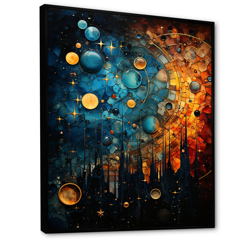 Astral Kaleidoscope Collage I - Abstract, reproduction d'art mural_106451, H 40 po x l 30 po x P 1,5 po, Cadre flottant noir