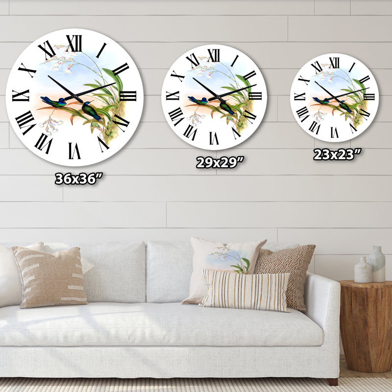 Vintage colibri III - horloge murale traditionnelle, Surdimensionné