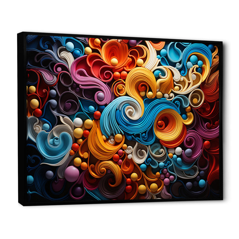 Opt Art Vibrant Illusions I - art mural Op Art, H 24 po x l 32 po x P 1 po, Cadre flottant noir