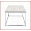 Table basse à plateau en pierre d'ingénierie avec base en métal chromé - Assemblage facile pour les salons modernes