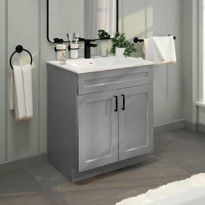 Shaker Bathroom Vanity Set 30" Sink Base (Light Grey/Maple/White) with 31" Sink Top Combo