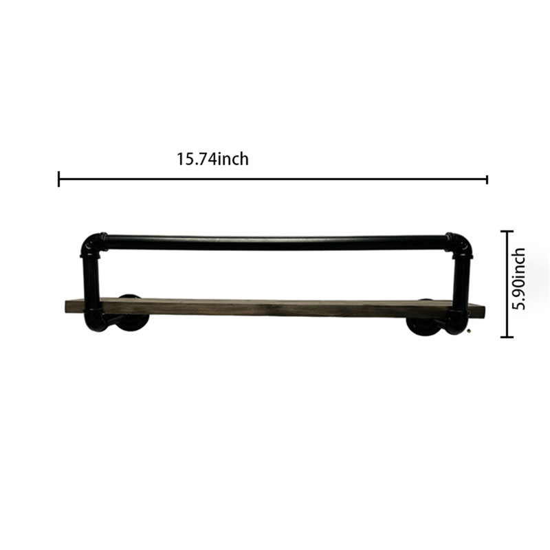 Support à vin mural et tablette, H 5,90 po x l 15,74 po x P 5,90 po