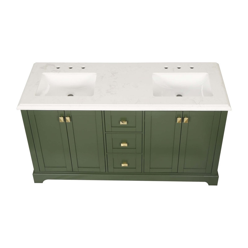 Meuble-lavabo double autoportant 60,58 po Nali, Vert
