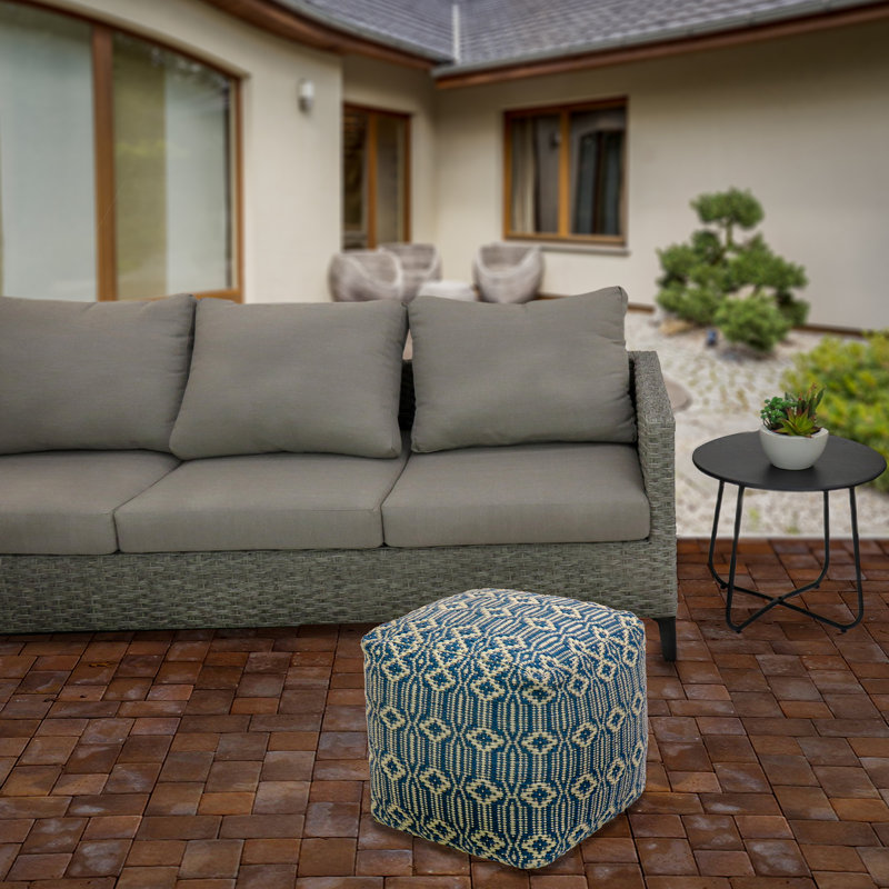 Repose-pieds d'extérieur avec coussin Weinrez, Bleu