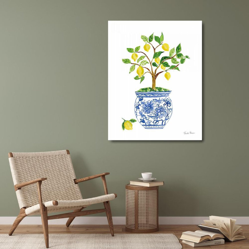 «Red Barrel Studio®» par Zaman, galerie d'art sur toile tendue Farida, «Lemon Chinoiserie I»