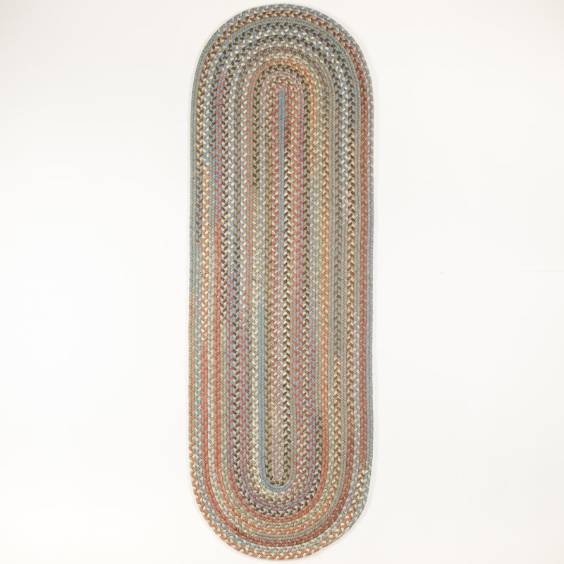 Tapis en laine tressé à la main à motif d'algues élizondo, Tapis de couloir 2 pi x 6 pi