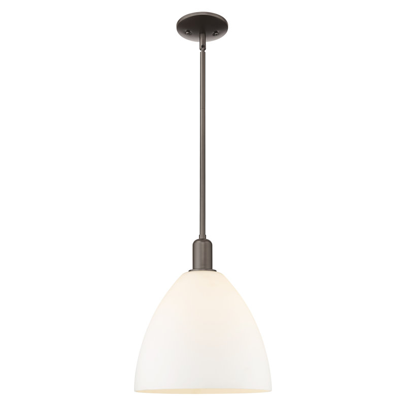 Arcadia - Bristol - Mini-luminaire suspendu 1 tige 12 po - Finition bronze huilé - Abat-jour blanc mat, Blanc mat