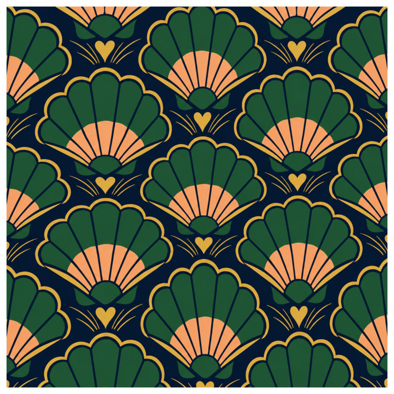 Tapis de bain Art Deco Shells, L 24 po x L 17 po
