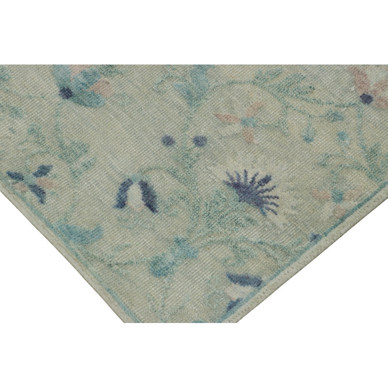 Block Print Floral Area Rug, Rectangle 10' x 14'