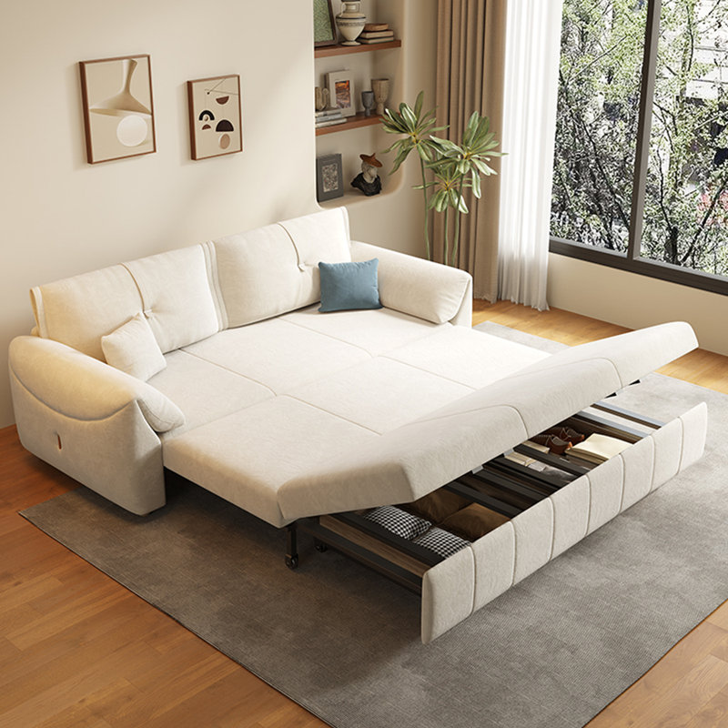 Canapé réglable en velours crème, H 33,5 po x l 86,6 po x P 32,3 po
