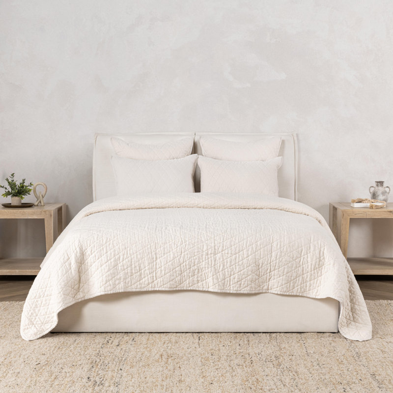 Lana 100% Cotton King Quilt in Ivory, King Quilt 