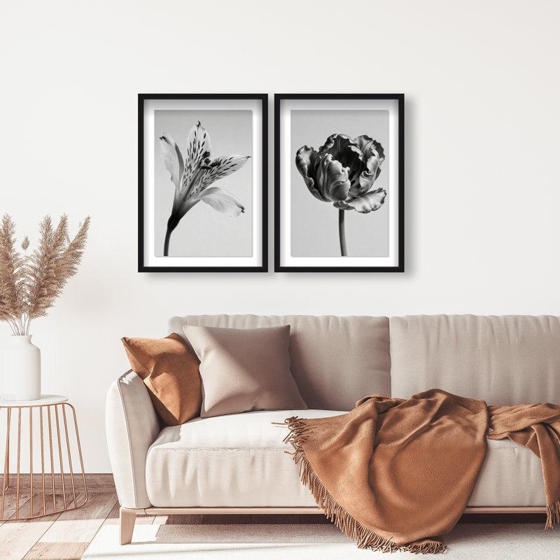 Peeking Flowers Set Shadowbox Floral & Botanical Print by Oliver Gal, Black Frame, 10 x 15, 31.5" H x 21.5" W