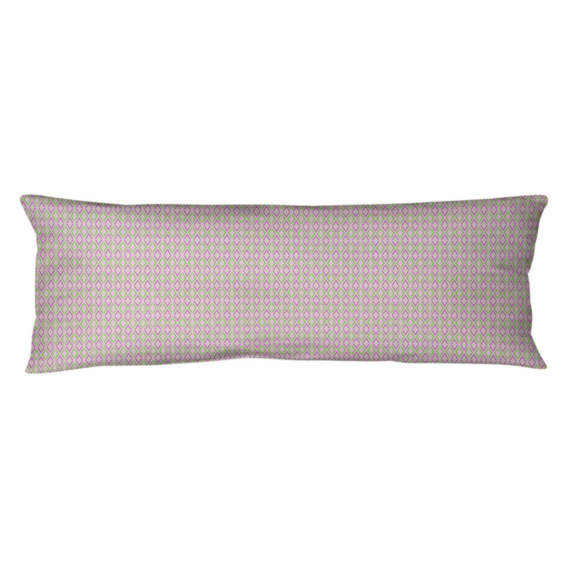 Coussin lombaire à losanges arrow, Bourre en polyester, Molleton moelleux, Rose et pastel