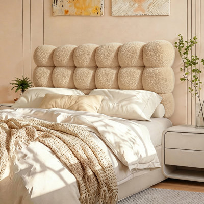 Tête de lit capitonnée Cloud (taille standard) - Doublure en molleton effet peluche, fixation murale sans perçage, rembourrage en mousse haute densité