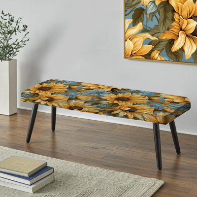 Sunflower Shores - motif tropical - banc rembourré noir Tropical
