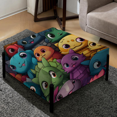 Colourful Coastal Creatures Wallpaper For Kids - Animal Print Large Square Ottoman