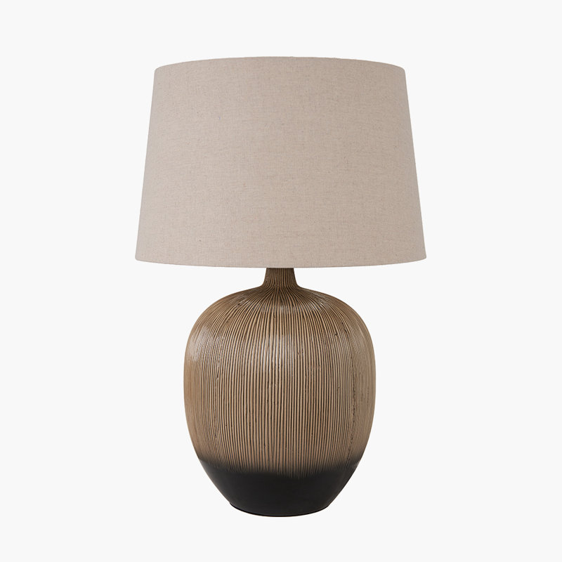 Greta Ceramic Table Lamp, Brown and Black