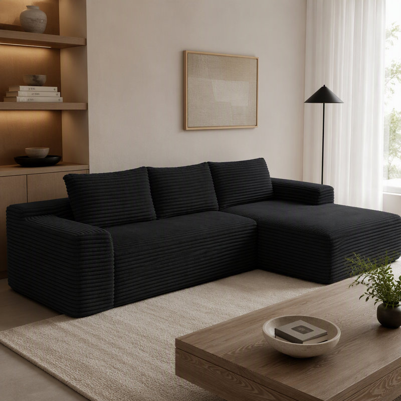 Canapé modulaire de 97 po, canapé modulaire Cloud avec assise profonde, canapé modulaire en L moderne avec méridienne et canapé rembourré pour salon, sans assemblage