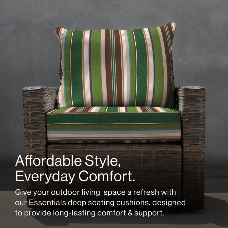 Meridian Outdoor Deep Seating Cushion Set – Comfortable, Durable, Weather-Resistant Design, Evergreen Stripe