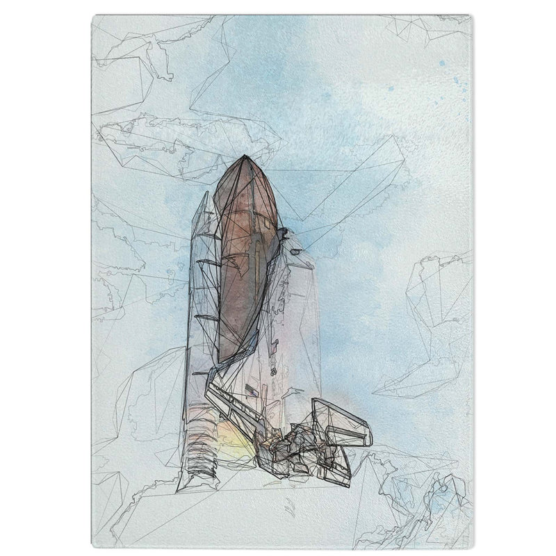 Tempered Glass Atlantis Space Shuttle Chopping Board, 28.5 cm W x 39 cm L