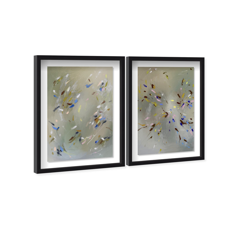 Spontaneous Traces Set Set by Oliver Gal, 93"H x 63"W, Black Shadowbox