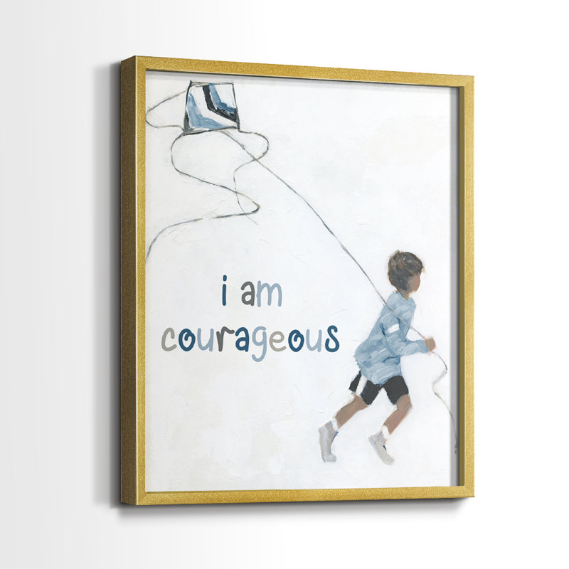 «Boy Flying Kite», reproduction encadrée de qualité supérieure - prêt à être accroché - aucun clou requis - aucun clou requis
