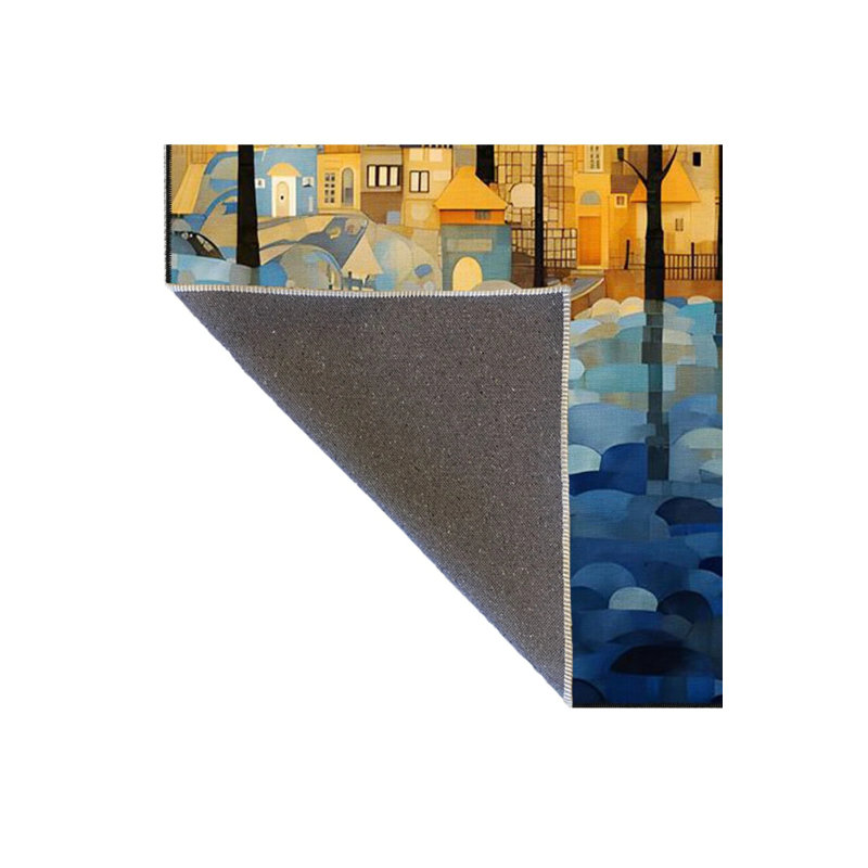 Tapis tissé à motif moderne forêt et lune, Rectangle 2 pi 4 po x 4 pi