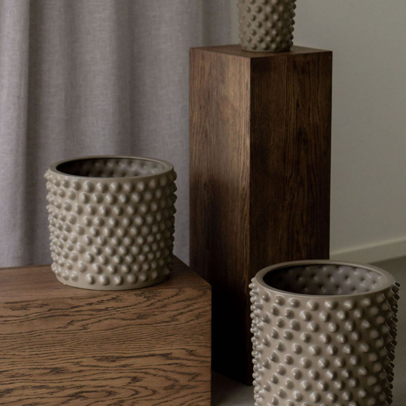 Cloudy Ceramic Pot Planter, 13.78" H x 12.99" W x 12.99" D, Brown